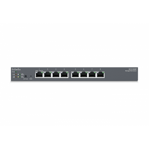 EnGenius ECS1008P switch di rete Gestito L2 Gigabit Ethernet [10/100/1000] Supporto Power over Ethernet [PoE] Nero (ECS1008P)