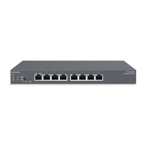 EnGenius ECS1008P switch di rete Gestito L2 Gigabit Ethernet [10/100/1000] Supporto Power over Ethernet [PoE] Nero (ECS1008P)