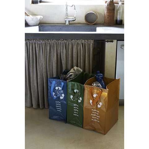 PERFETTO RICICLA BAG CONTENITORI MORBIBI PER RACCOLTA DIFFERENZIATA VETRO CARTA PLASTICA CONF 3 Pz.