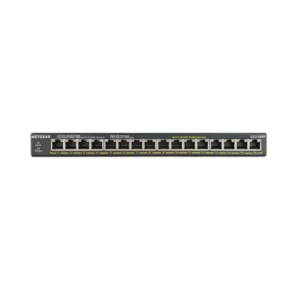 NETGEAR GS316PP Non gestito Gigabit Ethernet [10/100/1000] Supporto Power over Ethernet [PoE] Nero (16-P. GB POE+ UNMGD SWITCH 183W - FLEXPOE)