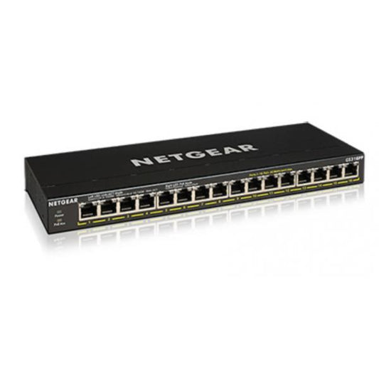 NETGEAR GS316PP Non gestito Gigabit Ethernet [10/100/1000] Supporto Power over Ethernet [PoE] Nero (16-P. GB POE+ UNMGD SWITCH 183W - FLEXPOE)