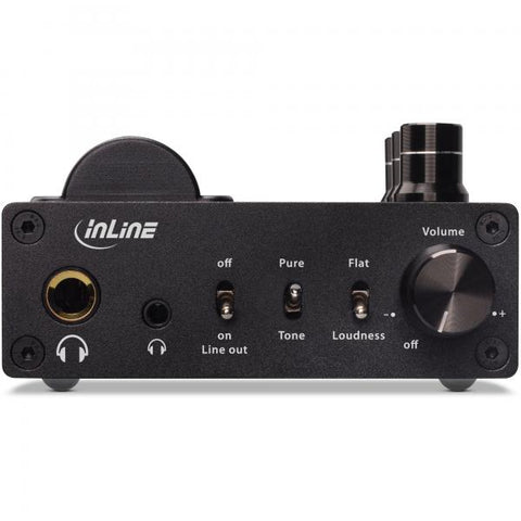 InLine AmpUSB-EQ, Hi-Res HiFi DSD Amplificatore per cuffie a valvole + eq.