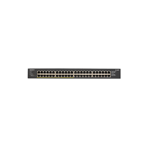 NETGEAR GS348PP Non gestito Gigabit Ethernet [10/100/1000] Supporto Power over Ethernet [PoE] Nero (NETGEAR GS348PP - Switch - unmanaged - 48 x 10/100/1000 [24 PoE+] - desktop, rack-mountable - PoE+