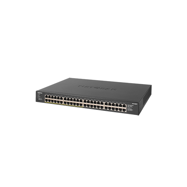 NETGEAR GS348PP Non gestito Gigabit Ethernet [10/100/1000] Supporto Power over Ethernet [PoE] Nero (NETGEAR GS348PP - Switch - unmanaged - 48 x 10/100/1000 [24 PoE+] - desktop, rack-mountable - PoE+