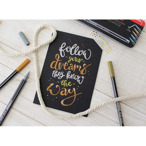 STABILO PEN 68 METALLIC PENNARELLO PUNTA A PENNELLO ORO CONF 10 Pz.