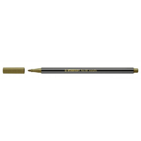 STABILO PEN 68 METALLIC PENNARELLO PUNTA A PENNELLO ORO CONF 10 Pz.