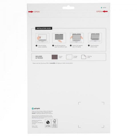 eSTUFF GLBMMB16 schermo anti-riflesso 40,6 cm [16] Computer portatile Filtro privacy con cornice per monitor (Magnetic Privacy Filter 16 - 354 mm x 229 mm 16:10 - Supports Touch Screens - Warranty: 2