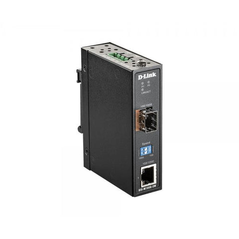 D-Link DIS-M100G-SW convertitore multimediale di rete 4000 Mbit/s Modalit multipla, Modalit singola Nero (10/100/1000 Mbps to SFP - Industrial Media Converter - with -40 to 70 ?C operating range