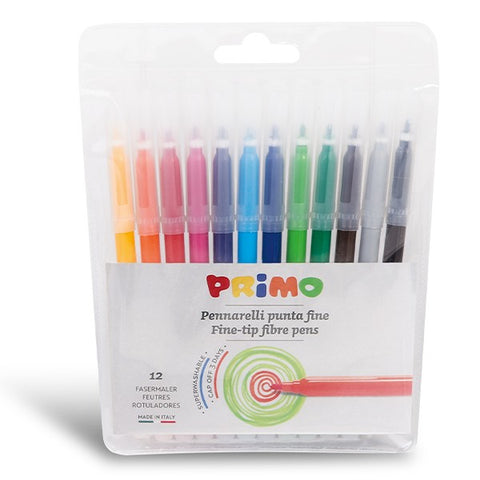 PRIMO PENNARELLI SUPERLAVABILI PUNTA FINE COLORI ASSORTITI CONF 12 Pz.