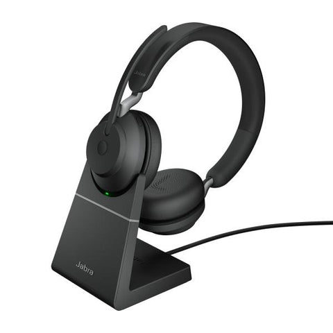 JABRA EVOLVE2 65 CUFFIE CON MICROFONO WIRELESS CON SUPPORTO DI RICARICA UC CON ADATTATORE BLUETOOTH USB-A NERO