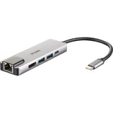 D-LINK DUB-M520 HUB USB-C 5-IN-1 CON HDMI/ETHERNET USCITE: HDMI x1, Ethernet x1, USB 3.0 x2, USB-C x1, HDMI FINO A 4K, PLUG AND PLAY