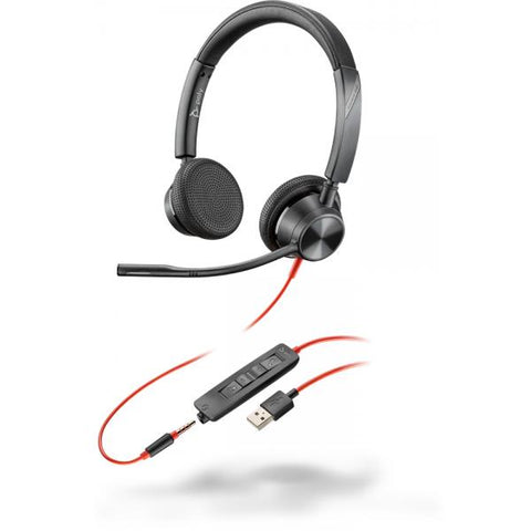 POLY Blackwire 3325 Cuffia Padiglione auricolare Nero, Rosso