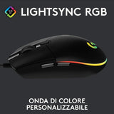 Ratón para juegos Logitech G203 Lightsync RGB 6 pulsaciones 8000 DPI Negro