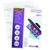 FELLOWES ENHANCE80 POUCHES LUCIDE A4 80 MY COL. TRASPARENTE CONF 25 Pz.
