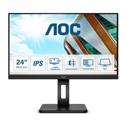 AOC P2 Q24P2Q LED display 60,5 cm [23.8] 2560 x 1440 Pixel Quad HD Nero (AOC Q24P2Q - Monitor a LED - 23.8 - 2560 x 1440 QHD @ 75 Hz - IPS - 250 cd/m? - 1000:1 - 4 ms - HDMI, VGA, DisplayPort - altop
