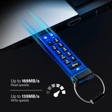 iStorage datAshur Pro unità flash USB 128 GB USB tipo A 3.2 Gen 2 (3.1 Gen 2) Blu