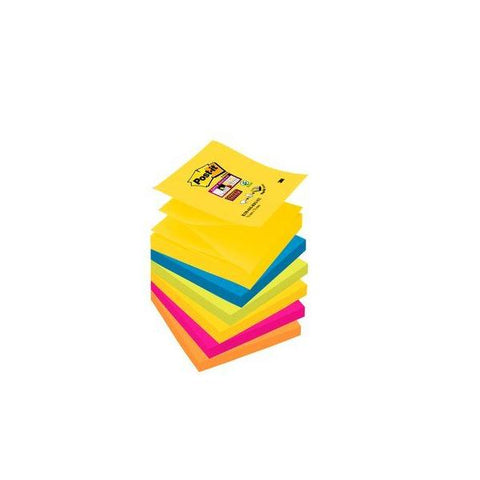 3M POST-IT SUPER STICKY 90 FOGLI PER DISPENSER POST-IT 76MMx76MM COLORI ASSORTITI CONF. 6 Pz.
