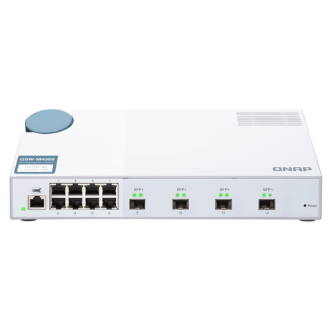QNAP QSW-M408S switch di rete Gestito L2 Gigabit Ethernet [10/100/1000] Bianco (QSW-M408S SWITCH 8 PORT 1GBPS,96Gbps, 16K MAC, 8x 1GbE RJ-45, 4x 10GbE SFP+, 100-240VAC, 50/60 Hz, 42.52901