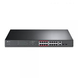 TP-LINK TL-SL1218MP SWITCH UNMANAGED 16 X 10/100 (POE+) + 2 X 10/100/1000 + 2 X COMBO GIGABIT SFP MONTABILE SU RACK (192 W)