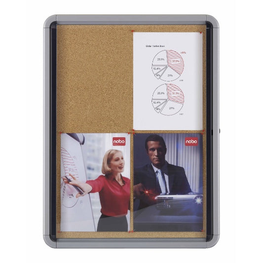 Nobo Bacheca per interni-fondo in sughero 9xA4 anta a battente (Nobo 1902564 Premium Plus Internal Glazed Case Cork 9 x A4)