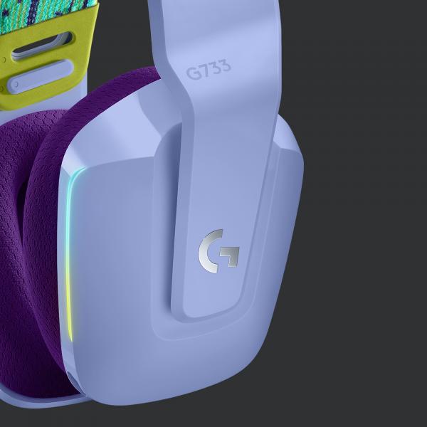 LOGITECH G733 LIGHTSPEED CUFFIA WIRELESS CON MICROFONO GAMING ILLUMINAZIONE FRONTALE LIGHTSYNC RGB LILLA