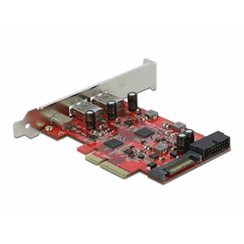 DeLOCK Scheda PCI Express x4 a 1 x USB Type-C esterna femmina + 2 x USB di Tipo-A esterna femmina SuperSpeed USB 10 Gbps + 1 x pin header interno USB 5 Gbps