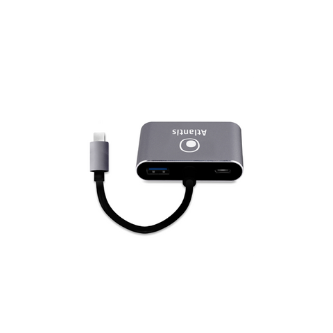 ADAPTADOR ATLANTIS A04-TC_HD+V+PD DE USB TIPO C A HDMI + VGA + PD + USB 3.0