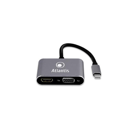 ADAPTADOR ATLANTIS A04-TC_HD+V+PD DE USB TIPO C A HDMI + VGA + PD + USB 3.0