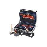 Knipex Werkzeugkoffer Basic, Montagekoffer bestckt mit Grundausstattung VDE Elektroinstallation, Strapazierfhige Ausfhrung aus ABS-Material, schwarz (00 21 05 HLS)