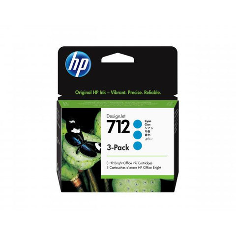 HP Confezione da 3 cartucce di inchiostro ciano originale DesignJet 712 da 29 ml (HP 712 3 PACK 29ML CYAN INK HP 712 3 PACK 29ML CYAN INK)