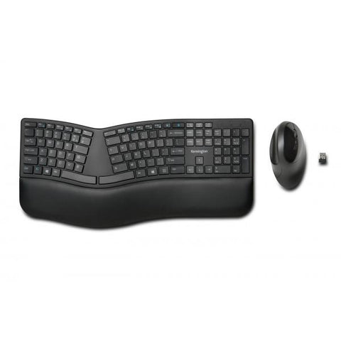 KENSINGTON PRO FIT ERGO WIRELESS KEYBOARD AND MOUSE SET TASTIERA + MOUSE 16.000DPI SENZA FILI BLUETOOTH 4.0 2.4 GHZ NERO