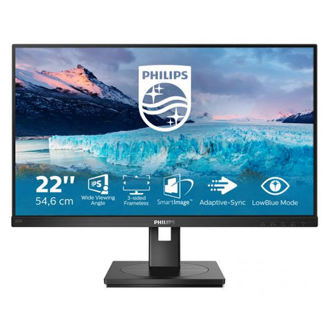 Monitor Philips S Line 222S1AE/00 para PC, 54,6 cm [21,5"], 1920 x 1080 píxeles, Full HD, LCD, negro (Philips S-line 222S1AE - Monitor LED - 22" - 1920 x 1080 Full HD [1080p] a 75 Hz - IPS - 250 cd/m² - 1000:1 - 4