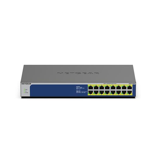 NETGEAR GS516PP Non gestito Gigabit Ethernet [10/100/1000] Supporto Power over Ethernet [PoE] Blu, Grigio (NETGEAR GS516PP - Switch - unmanaged - 16 x 10/100/1000 [PoE+] - desktop, montabile su rack