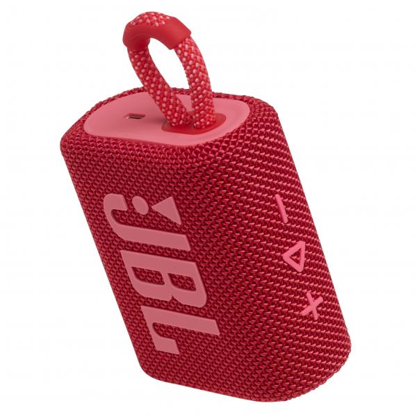 JBL GO 3 SPEAKER BLUETOOTH PORTATILE CASSA ALTOPARLANTE WIRELESS CON DESIGN COMPATTO RESISTENTE AD ACQUA E POLVERE IPX67 FINO A 5h DI AUTONOMIA USB ROSSO