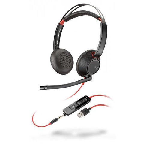 POLY Blackwire C5220 Cuffia Padiglione auricolare Connettore 3.5 mm USB tipo A Nero, Rosso