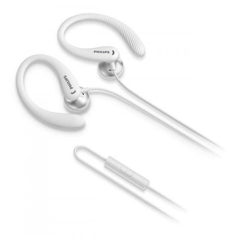 PHILIPS AURICOLARI SPORTIVI CON MICROFONO IPX2 JACK 3.5MM BIANCO