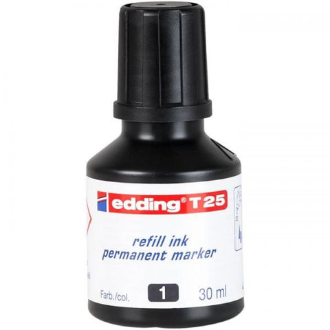 EDDING T25 RICARICA PER MARCATORE PERMANENTE FLACONE DA 30 ML NERO CONF 10 Pz.
