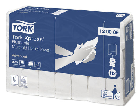 TORK ASCIUGAMANI PIEGATI A Z FLUSHABLE ADVANCED 200 FOLGI 25.5X21.2 CM BIANCO CONF 21 PZ.
