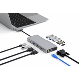 eSTUFF USB-C Dual USB-C Dock USB 3.2 Gen 1 (3.1 Gen 1) Type-C 5000 Mbit/s Alluminio, Metallico