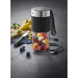 WMF KITCHENminis Mix on the Go 0,3 L Sbattitore con base 50 W Nero, Acciaio inossidabile, Trasparente