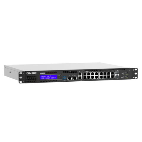QNAP QGD-1602P Gestito L2 Gigabit Ethernet (10/100/1000) Supporto Power over Ethernet (PoE) 1U Nero, Grigio