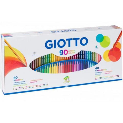 GIOTTO CONFEZIONE 50 PASTELLI STILNOVO + 40 PENNARELLI TURBO COLOR COLORI ASSORTITI CONF 90 Pz.