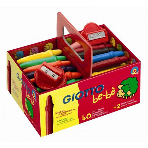 GIOTTO BEBE SCHOOL PASTELLONI A CERA TRATTO 5 mm CON 2 APPUNTAMATITONI COLORI ASSORTITI CONF 40 Pz.
