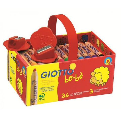 GIOTTO BEBE SCHOOL PASTELLONI IN LEGNO MINA 7 mm CON 3 APPUNTAMATITONI COLORI ASSORTITI CONF 36 Pz.