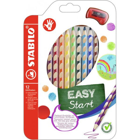 STABILO EASY START PASTELLI 4.2 mm PER DESTRORSI CON TEMPERINO COLORI ASSORTITI CONF. 12 Pz.