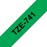 BROTHER TZE741 NASTRO PER STAMPANTE A TRASFERIMENTO TERMICO 18MMx8MT COLORE VERDE STAMPA NERO