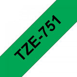 BROTHER TZE751 NASTRO PER ETICHETTATRICE 24MM COLORE GREEN STAMPA BLACK