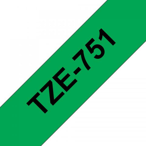 BROTHER TZE751 NASTRO PER ETICHETTATRICE 24MM COLORE GREEN STAMPA BLACK