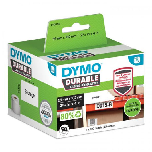DYMO LW DURABLE ETICHETTE ADESIVE IN CARTA BIANCA PER STAMPANTE 59 x 102mm ROTOLO DA 300 ETICHETTE