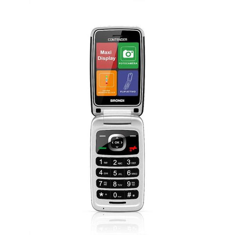 CELLULARE BRONDI CONTENDER 3" RADIO FM SMS FOTOCAMERA DUAL SIM BLACK SILVER SENIOR PHONE